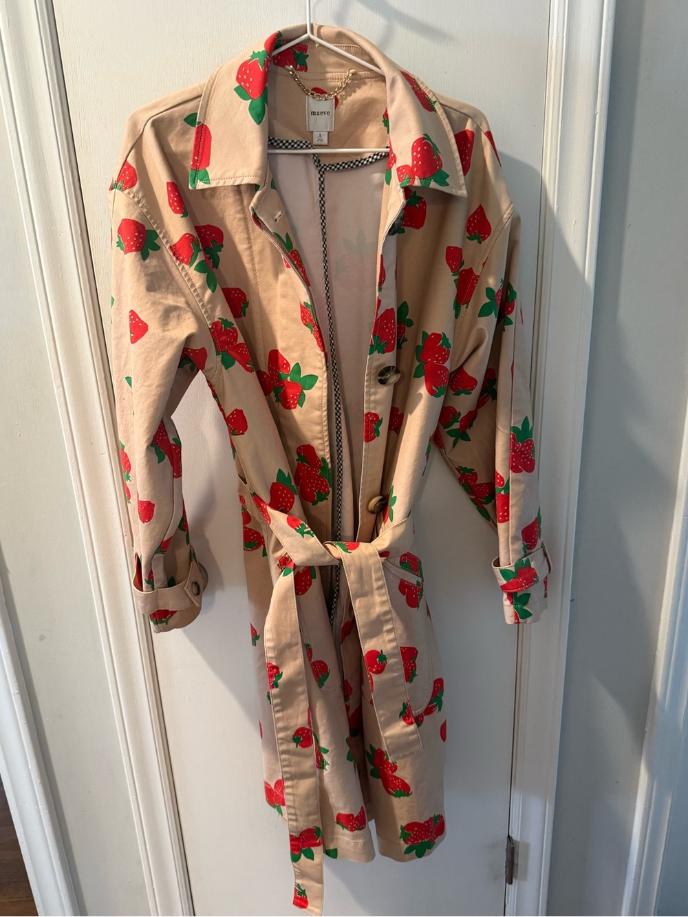 Maeve Strawberry Print Car Coat from Anthropologie Small - Picture 11 of 11